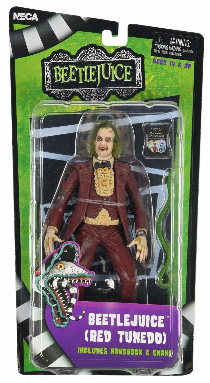 Neca Beetlejuice (1988) - 7" Scale Action Figure – Red Tuxedo Beetlejuice in Blister Packaging